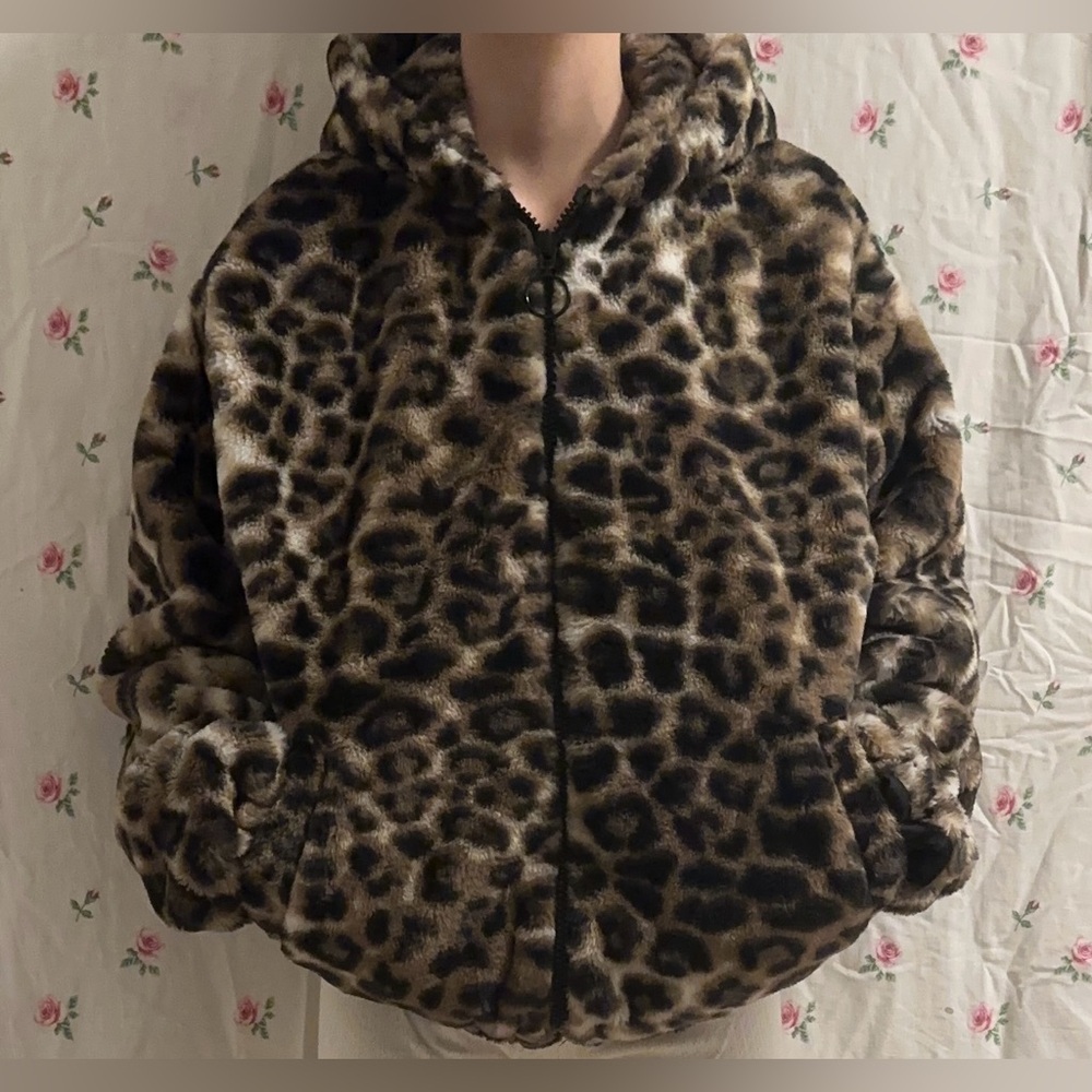 Leopard Print Faux Fur Jacket